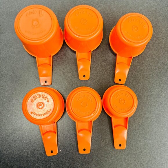 Vintage 1980s Retro Tupperware Measuring Cups Set of 6 Farmhouse Orange - Picture 4 of 10